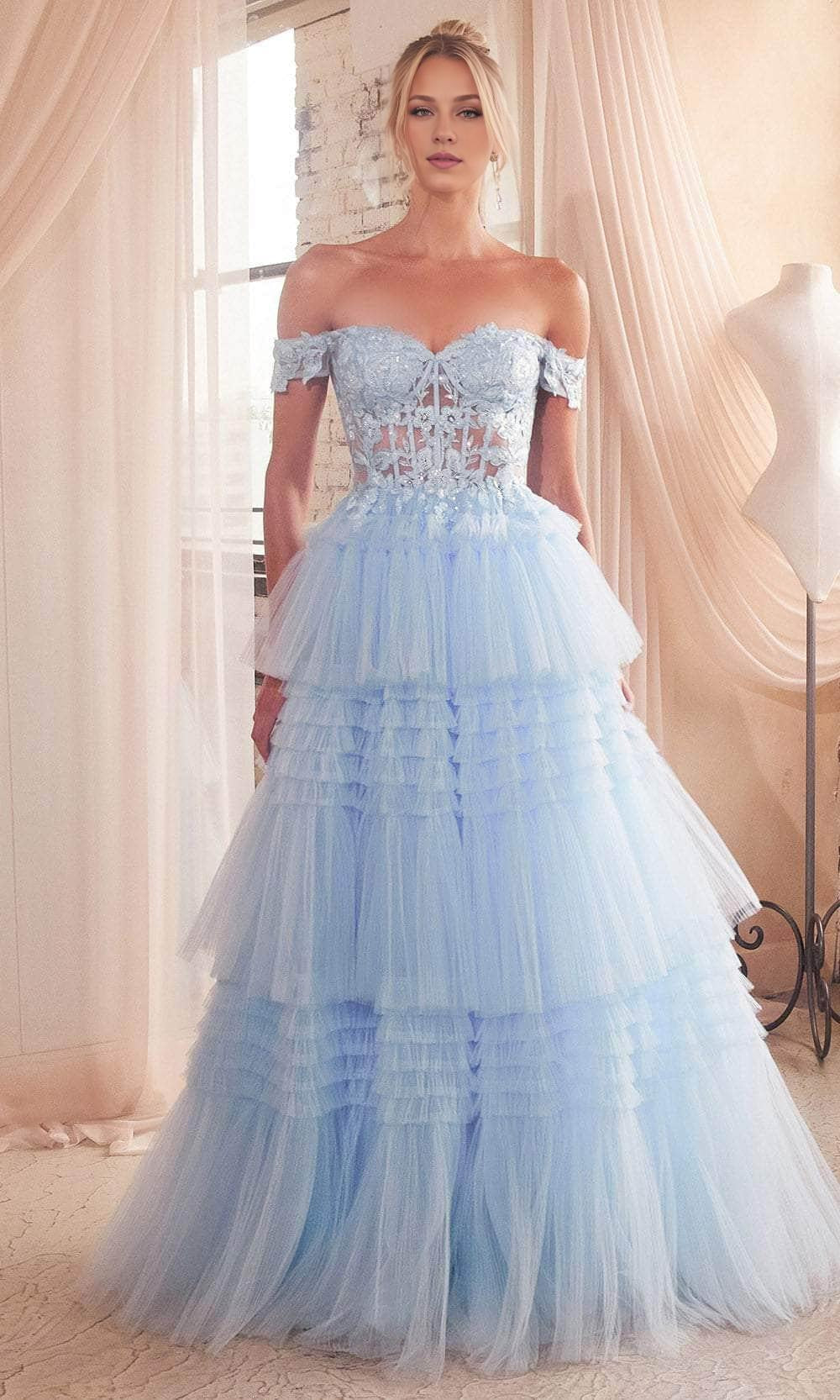 Prom Dresses Shops Off-Shoulder Corset with Embroidery Ballgown A-line Multi Layer Floor Length Tulle Prom Gown Prom Clothing Formal Women's Dresse Dress